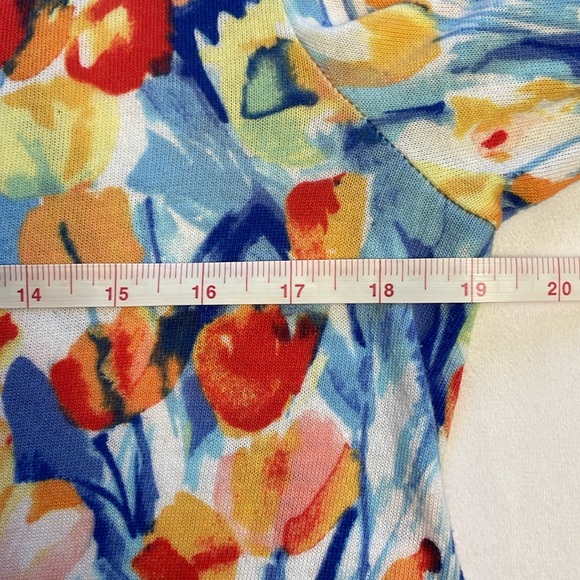 Talbots Tulip Floral Watercolor Artsy 3/4 Sleeve Lightweight Sweater Boatneck M - Picture 9 of 12